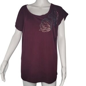 Ann Taylor Factory‎ Burgundy Embellished T-Shirt